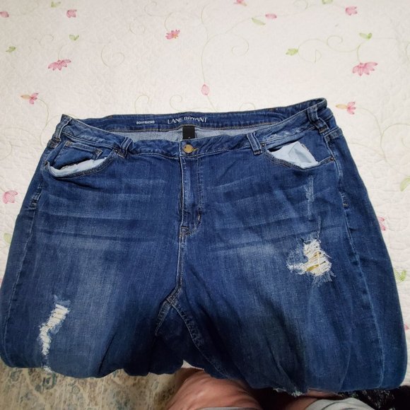Lane Bryant woman's size 26 distressed boyfriend jeans - Picture 3 of 6